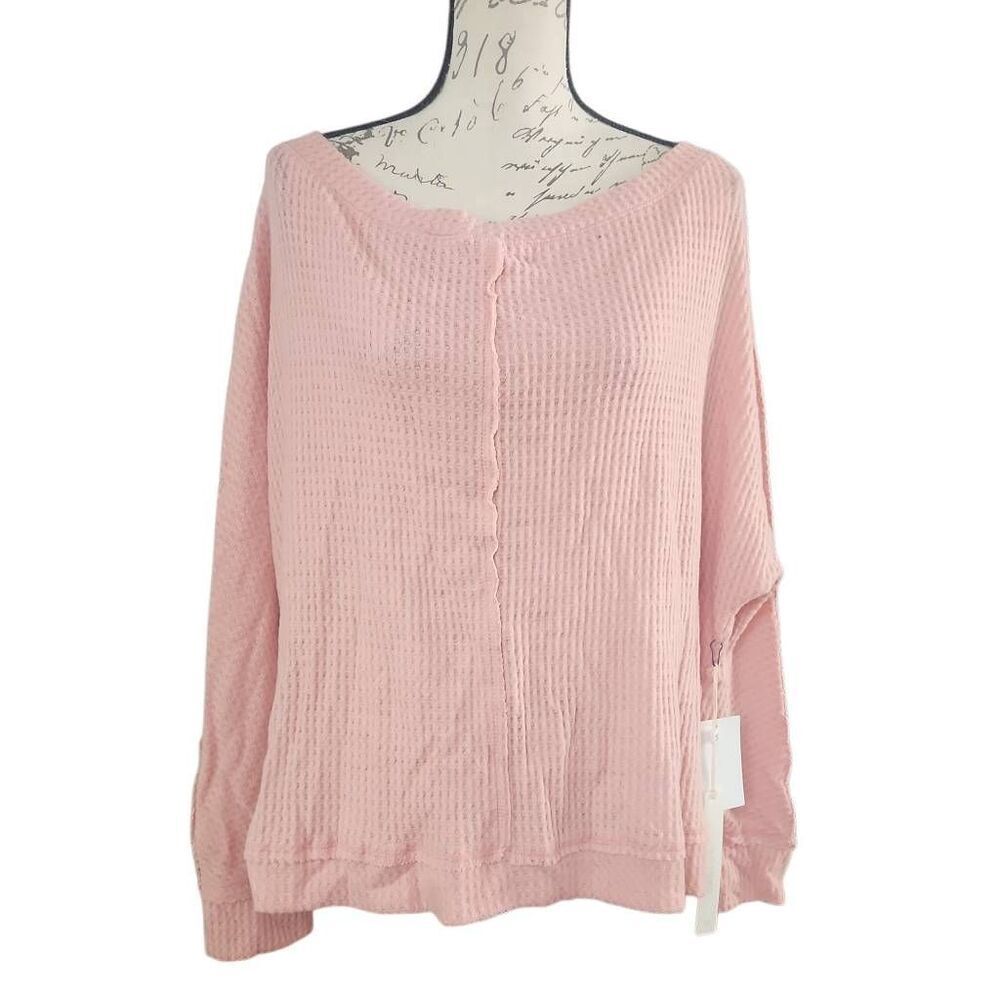 Caslon Ladies Size XL Pink Bride Super Soft Long Sleeve Waffle Knit Top
